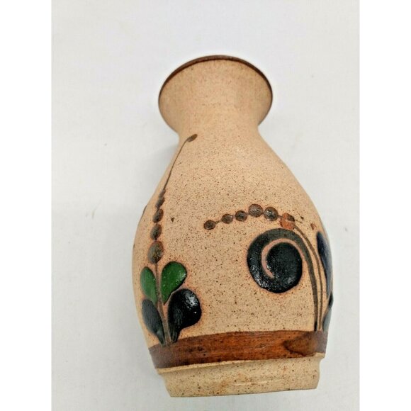 Vintage MEXICAN Tonala CLAY VASE Hand Painted 5 3/4 x 3 1/4" - Picture 7 of 10